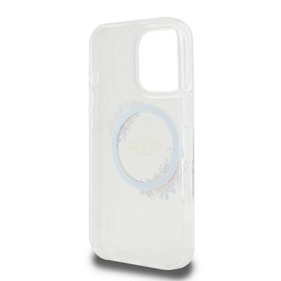7. Guess IML Flowers Wreath MagSafe Case für iPhone 16 Pro - Transparent