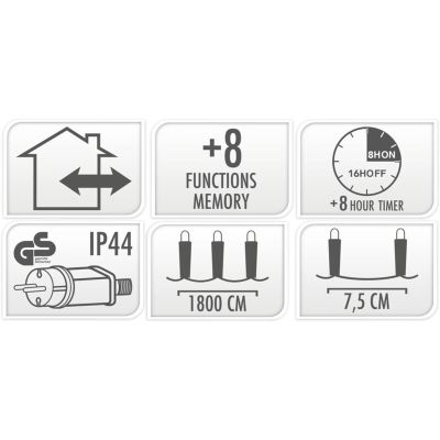 9. Lichterkette für den Weihnachtsbaum, 240 LEDs, Timer, Kaltweiß