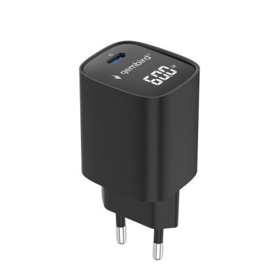 3. GEMBIRD 1-Port-Schnellladegerät (PD) USB Typ-C, 60 W, LCD, Schwarz