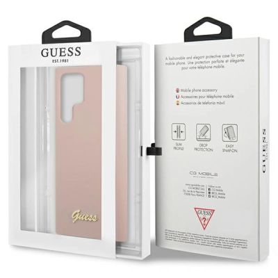 8. Guess GUHCS23LLSLMGPP S23 Ultra S918 pink/pink Hardcase Silikon Script Metal Logo