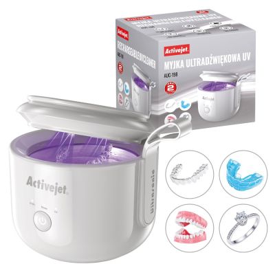20. Activejet AUC-198 kabelloser Ultraschall-UV-Reiniger. Für Zahnprothesen, Zahnspangen und Schmuck, weiß.