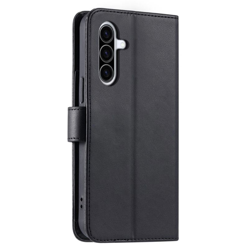 12. Samsung Galaxy A37 5G Leder-Wallet-Case mit Ständer und Schultergurt – Schwarz