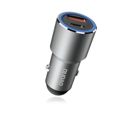 3. Dudao USB / USB Autoladegerät Typ C Power Delivery Schnellladung 22,5 W Grau (R4PQ)