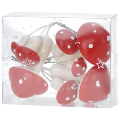 15. Dekorative Pilzfiguren an Draht, 9 Stück