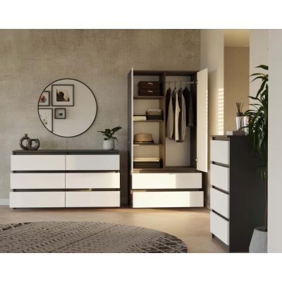 7. MALWA KLEIDERSCHRANK SS-90 ANTHRAZIT / WEISS SET