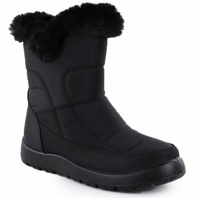 Schwarze, flache, gefütterte Damen-Schneestiefel Potocki KI24322