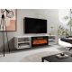 9. POLO TV-Schrank 180x33x39 weiß + schwarzer Kamin