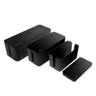 2. LogiLink KAB0077 Kabelorganisator Universal-Kabelbox Schwarz 3 Stück.