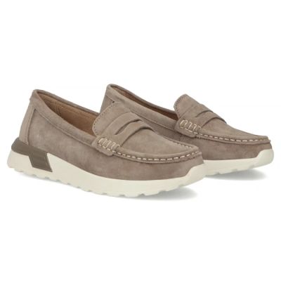 5. Beigefarbene Plateau-Loafer aus Leder für Damen, Modell Filippo DP7528
