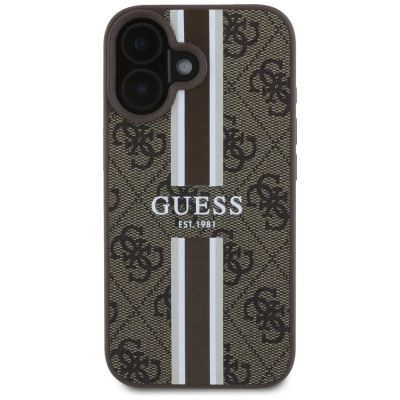 11. Guess 4G Printed Stripes MagSafe-Hülle für iPhone 16 – braun