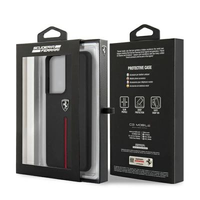 8. Ferrari FEOSIHCS21LBK S21 Ultra G998 czarny/black hardcase Off Track Leather Nylon Stripe