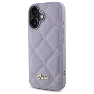 2. Guess Quilted Metal Logo Hülle für iPhone 16 – Hellviolett