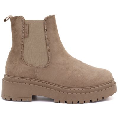 2. Damen-Wildleder-Ankle-Boots mit beigefarbenem Plateau, Big Star UU274858