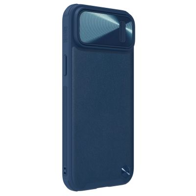 4. Nillkin CamShield Leather S Case iPhone 14 Plus Hülle mit Kameraabdeckung blau