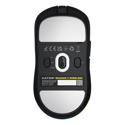 2. HATOR Quasar 3 Kabellose Gaming-Maus, beidhändig bedienbar, Funkfernbedienung + Bluetooth + USB Typ-A, optischer Sensor mit 12.000 DPI