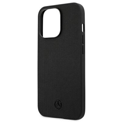 6. Mercedes Lederhülle mit Metall-Logo für iPhone 13 Pro / iPhone 13 – Schwarz