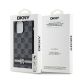 8. DKNY Lederhülle mit kariertem Monomuster und bedruckten Streifen für iPhone 14 Pro Max – Schwarz