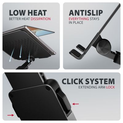 13. Axagon STND-LRB Laptop-Ständer, 360° drehbar, Doppelgelenk, Extenderbar Notebook- und Tablet-Ständer Schwarz 43,9 cm (17,3")