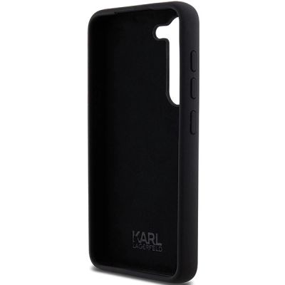 7. Karl Lagerfeld Silikon Choupette Metal Pin Hülle für Samsung Galaxy S24 – Schwarz