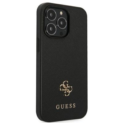 4. Guess Saffiano 4G Small Metal Logo Case für iPhone 13 Pro / 13 6.1" - Schwarz