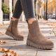 5. Bequeme beige Damen-Stiefeletten mit Keilabsatz Rieker Z8960-25