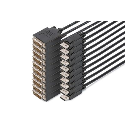 3. DisplayPort-Adapterkabel, DP auf DVI (24+1) Stecker/Stecker, 2,0 m, 10er-Set, Full HD, CE-zertifiziert, blau