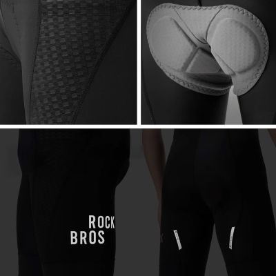 8. Rockbros YDDK009 Herren-Radhose mit Trägern und Sitzpolster, Größe XL – Schwarz