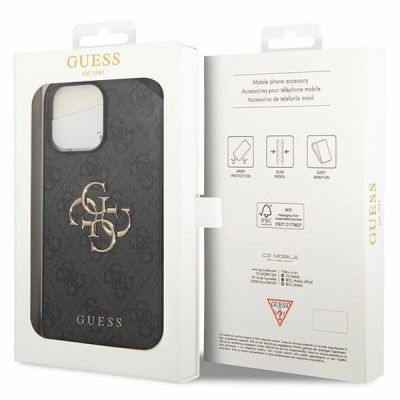 8. Guess GUHCP15L4GMGGR iPhone 15 Pro 6,1" grau/graues Hardcase 4G Big Metal Logo