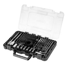 Set mit Bohrern und Bits, Steckschlüsseln, 90-teilig.