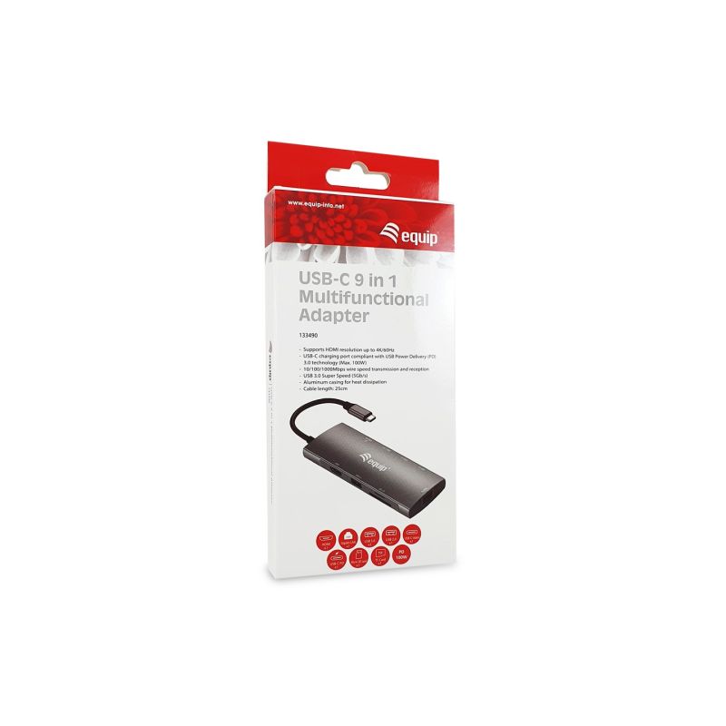 4. Equip 133490 Kabelgebundene Dockingstation USB 3.2 Gen 1 (3.1 Gen 1) Typ-C Grau