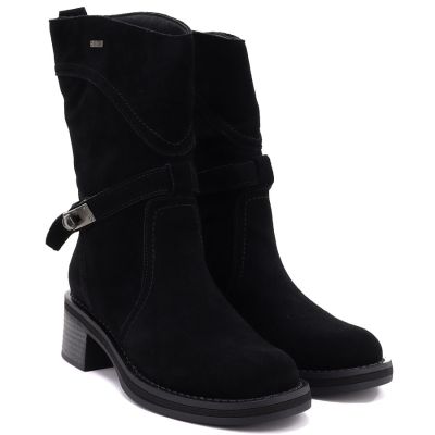 4. Schwarze, hohe Stiefeletten aus Leder für Damen, Big Star UU274608