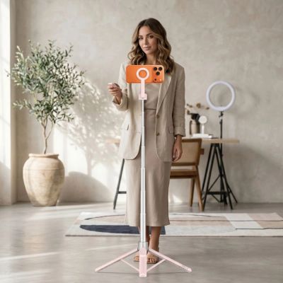 14. Tech-Protect L10S Bluetooth-Selfie-Stick – Rosa-Grau
