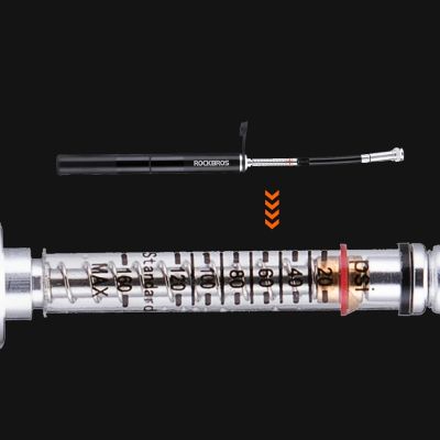 5. Rockbros JG-PB-004 Leichtbau-Fahrradpumpe mit Manometer – schwarz