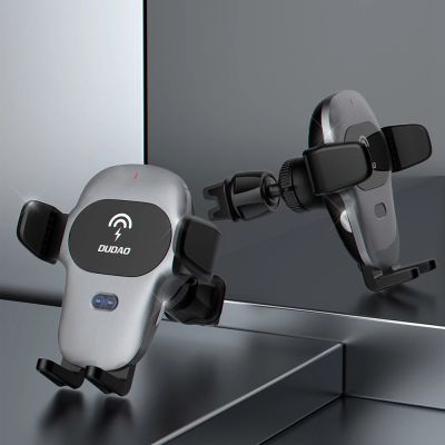 7. Dudao Automatische Autohalterung mit integriertem kabellosen Qi-Ladegerät 15 W, Grau (F20xs)
