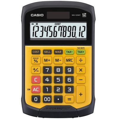 6. CASIO WASSERDICHTER BÜROTASCHENTASCHER WM-320MT-S, 12-stellige Anzeige, abnehmbare Tastatur, 108,5 x 168,5 mm, Schutzart gegen Wasser und Schmutz: IP54
