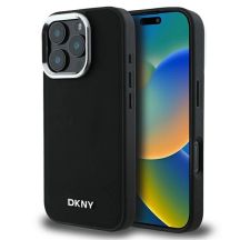DKNY Plain Silver Logo MagSafe Hülle für iPhone 16 Pro – Schwarz