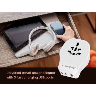 6. GEMBIRD Universal-Reiseadapter 20W, Weiß