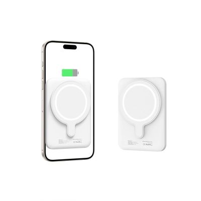 3. Tech-Protect LifeMag PB10 Powerbank mit MagSafe 5000 mAh 15 W USB-C-Anschluss – weiß + USB-C-Kabel