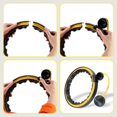 12. HHM21 HULA HOP SCHWARZ/GELB MIT MAGNETEN, TPE-SCHUTZ UND GEWICHT + HMS-ZÄHLER