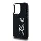 6. Karl Lagerfeld Silikon Metall Script Logo iPhone 15 Pro Max Hülle - Schwarz