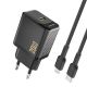 Dudao A26LEU PD 20W GaN USB-C Wandladegerät mit USB-C-auf- Lightning Kabel – Schwarz