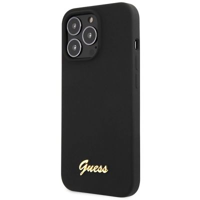 2. Guess GUHCP13XLSLMGBK iPhone 13 Pro Max 6,7" schwarz/schwarzes Hardcase Silikon Script Gold Logo