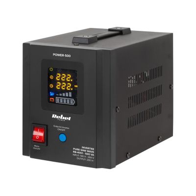 4. Rebel POWER-500 Notstromversorgung – Sinuswellenwandler mit Ladefunktion, 12 V/230 V, 500 VA/300 W