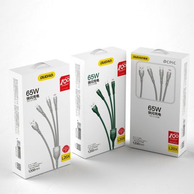 4. Dudao 3in1 USB-Kabel - Lightning / microUSB / USB Type C 65W 1,2m grau (L20X)