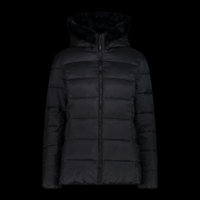 8. CMP Damen Winterjacke mit Kapuze, Sport, isoliert, schwarz (34K0036F/U901)