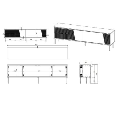4. TV-Schrank ABI 4D 200x38x62 weiß matt
