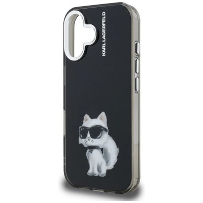 6. Karl Lagerfeld IML Aquarelle Choupette & Logo iPhone 16 Hülle - Schwarz