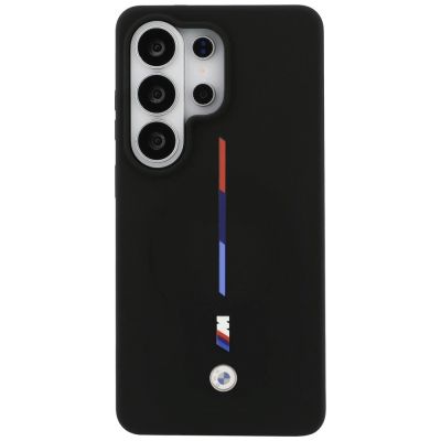 3. BMW M Silikonhülle mit dreifarbiger Linie und MagSafe-Funktion für Samsung Galaxy S26 Ultra – Schwarz