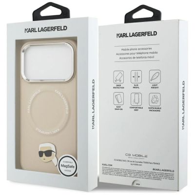 8. Karl Lagerfeld Karl Pin MagSafe Hülle für iPhone 17 Pro – Beige