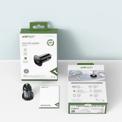 15. Acefast Autoladegerät 38W USB Typ C / USB, PPS, Power Delivery, Quick Charge 3.0, AFC, FCP schwarz (B1 schwarz)